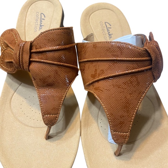 Clarks Laurieann Rae Women's Sandal Size 12W WIDE Tan Brown Comfy Causal Thong - Picture 4 of 11